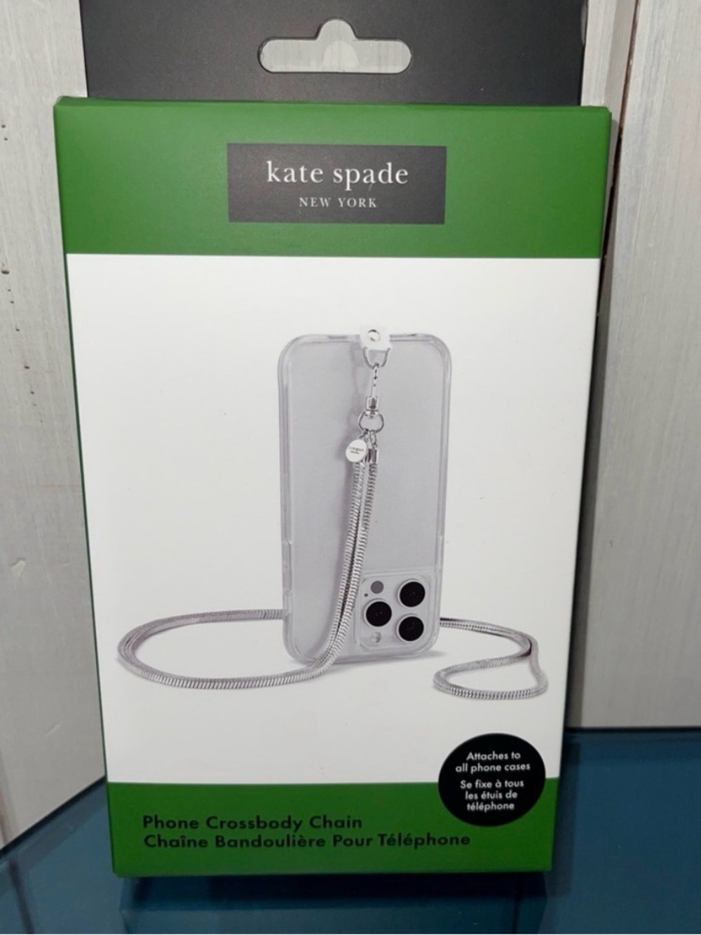 Kate Spade Phone Crossbody CHAIN - Heart of Silver NWT Universal Fit - NWT